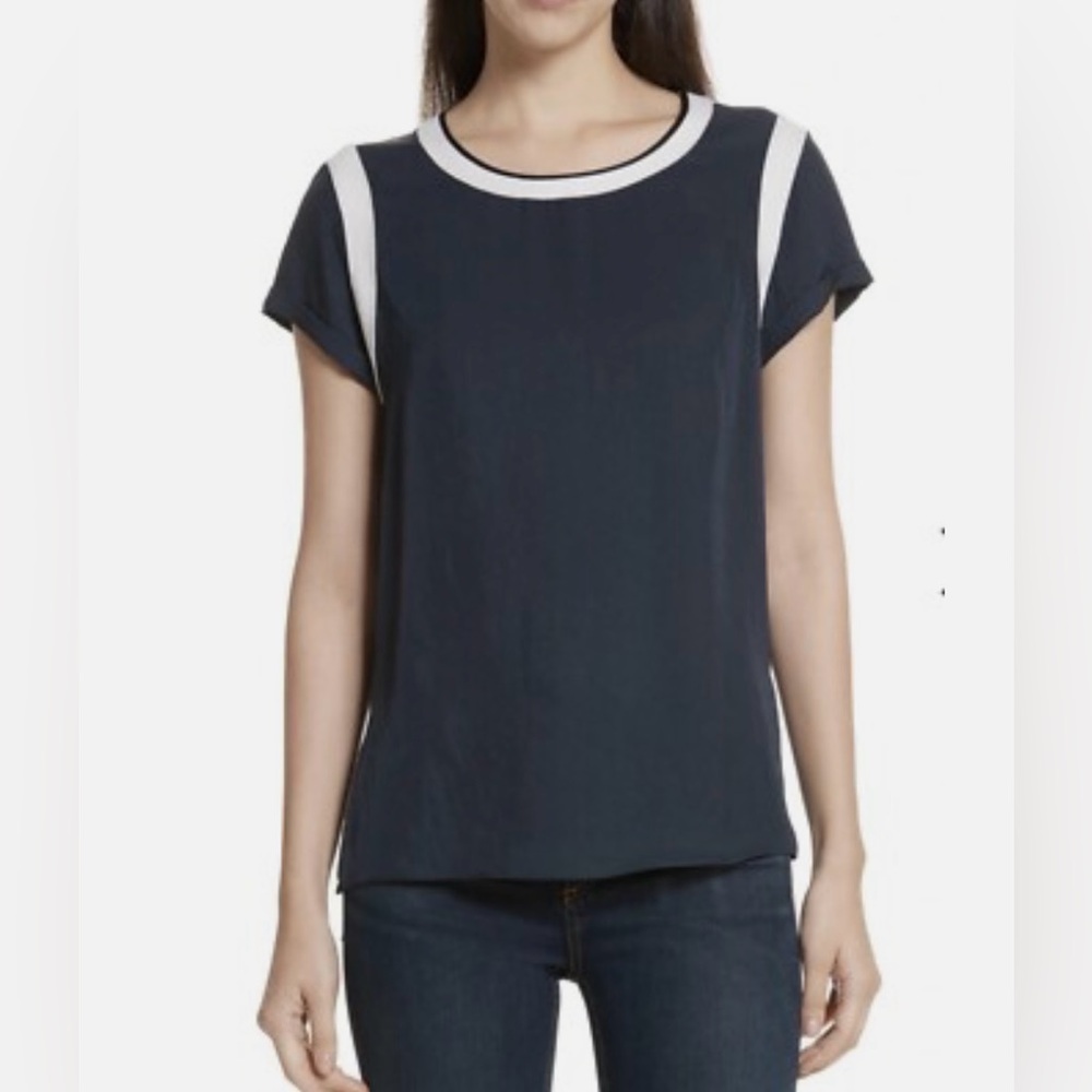rag & bone Magda Top Short Sleeve Tee Small Black and White Minimalist Shirt